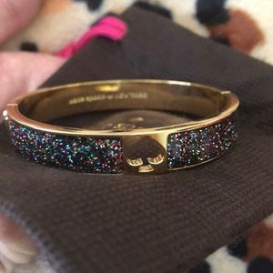 Kate Spade black and rainbow glitter bangle